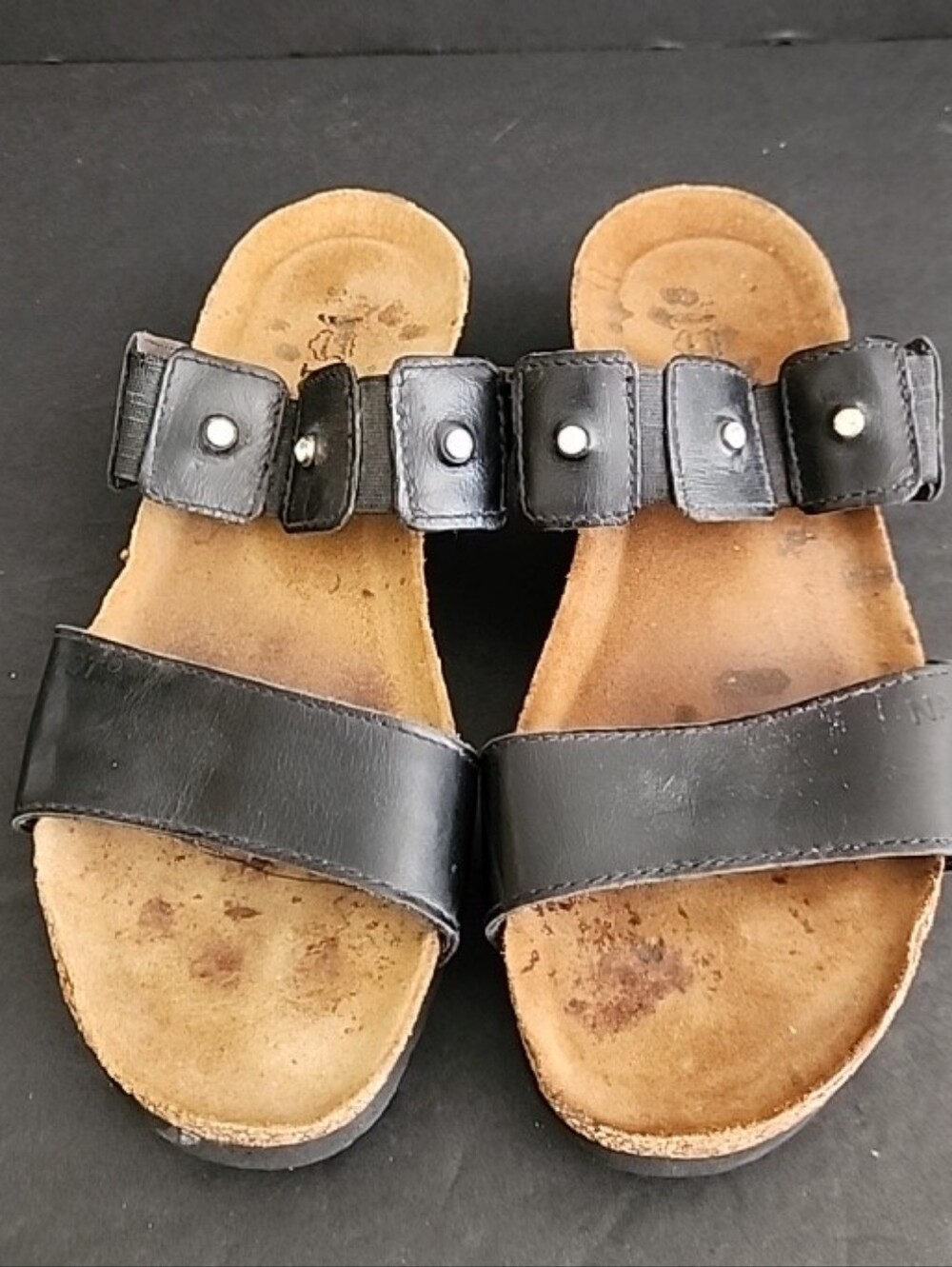 Naot Ashley Womens Slide Sandal Size 38 (US 7-7.5) Black Cork Latex Slip